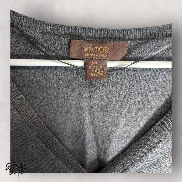 Victor Cardigan Sweater XL Women's Gray V Neck Button Front Long Sleeve Casual - Picture 2 of 4